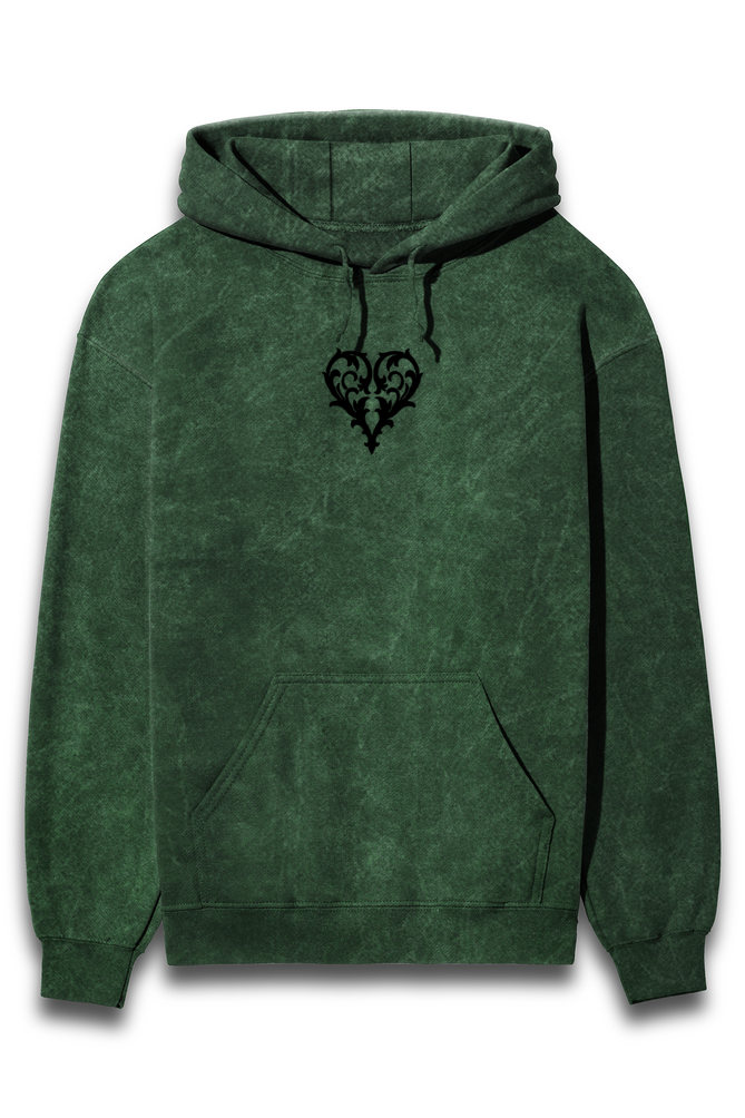 Afterculture gothic heart acid wash hoodie