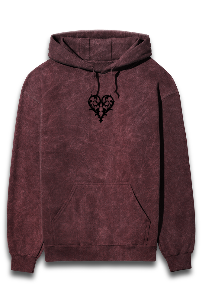Afterculture gothic heart acid wash hoodie