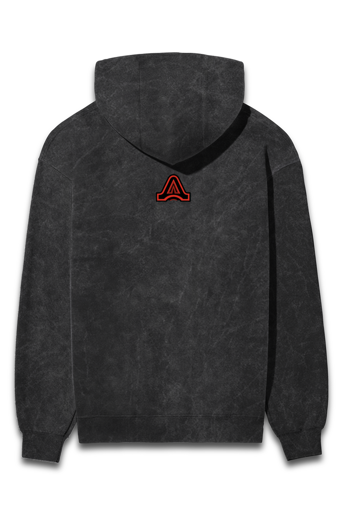 Afterculture gothic heart acid wash hoodie