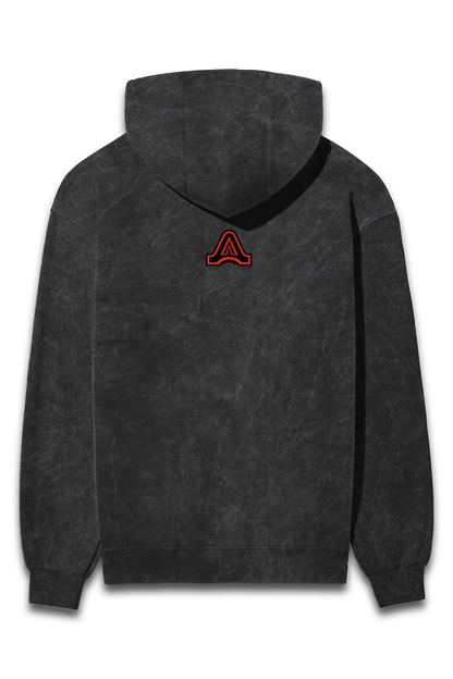 Afterculture gothic heart acid wash hoodie