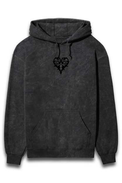 Afterculture gothic heart acid wash hoodie