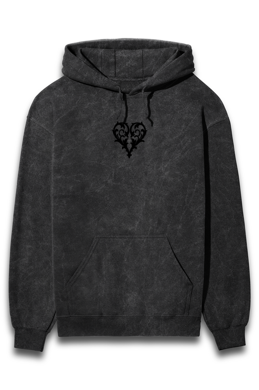 Afterculture gothic heart acid wash hoodie