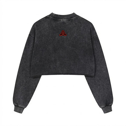 AFTERCULTURE Cropped Distressed Sweatshirt