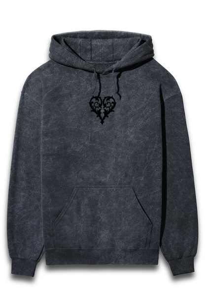 Afterculture gothic heart acid wash hoodie
