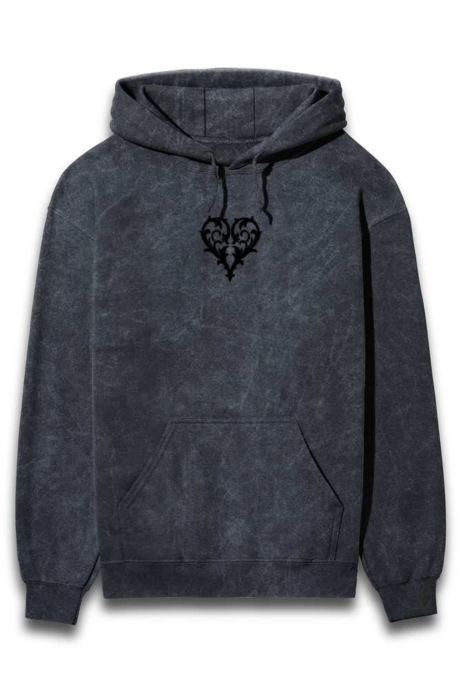 Afterculture gothic heart acid wash hoodie