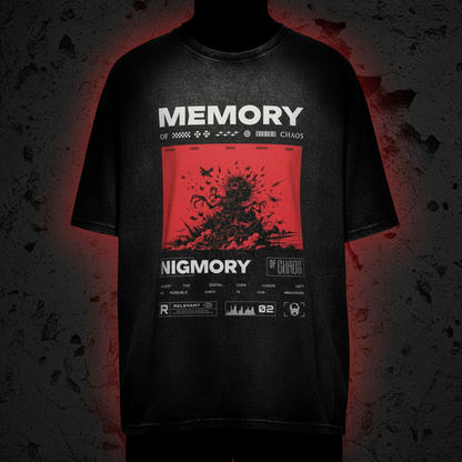 MEMORY OF CHAOS Acid Washed Oversized Tee