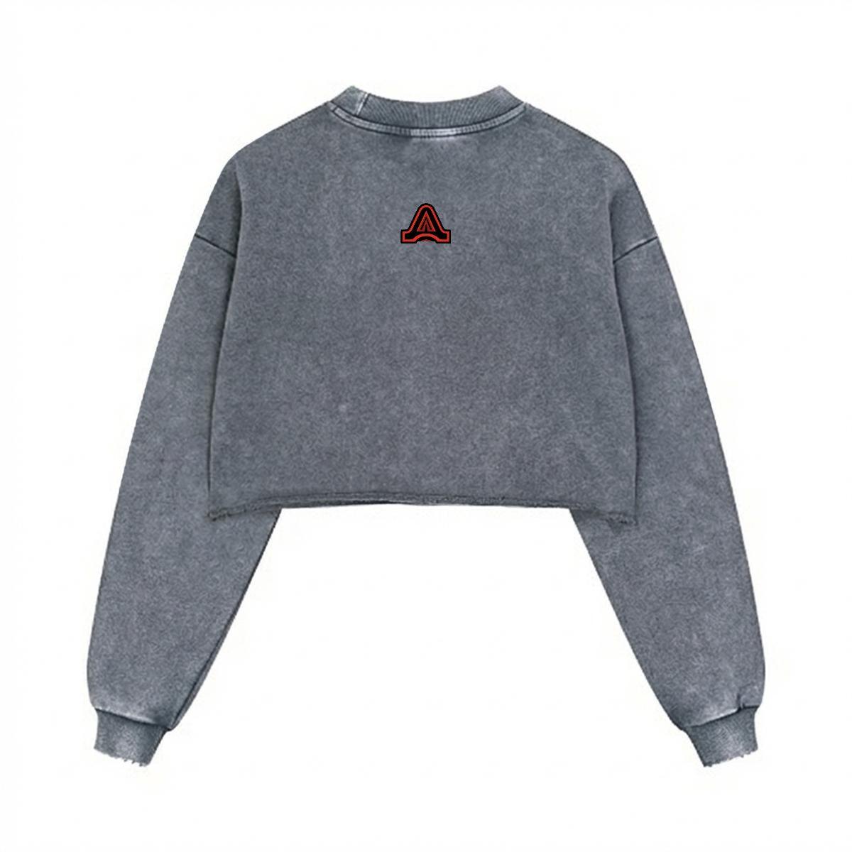 AFTERCULTURE Cropped Distressed Sweatshirt