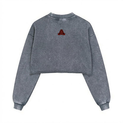 AFTERCULTURE Cropped Distressed Sweatshirt