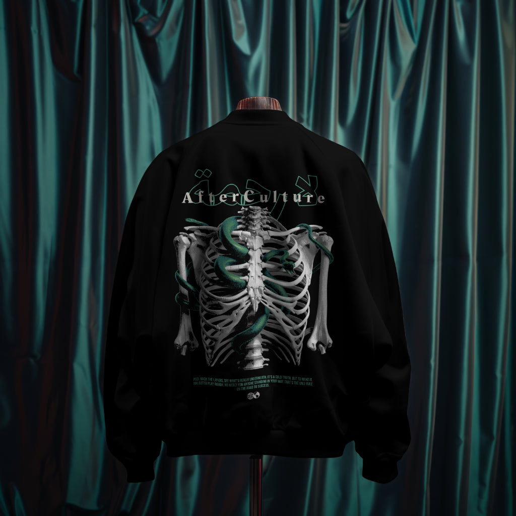 AfterCulture skeleton backprint bomber jacket