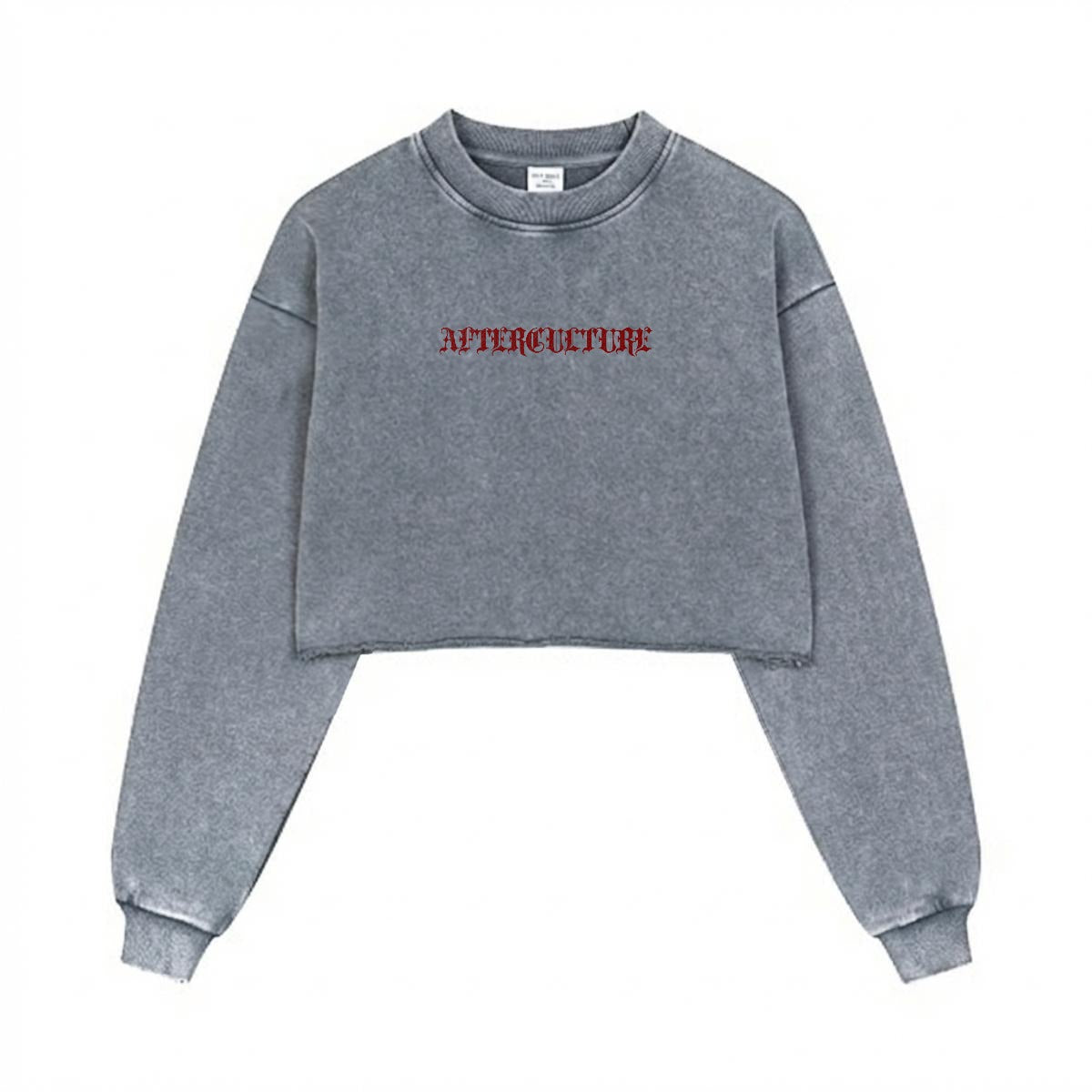 AFTERCULTURE Cropped Distressed Sweatshirt